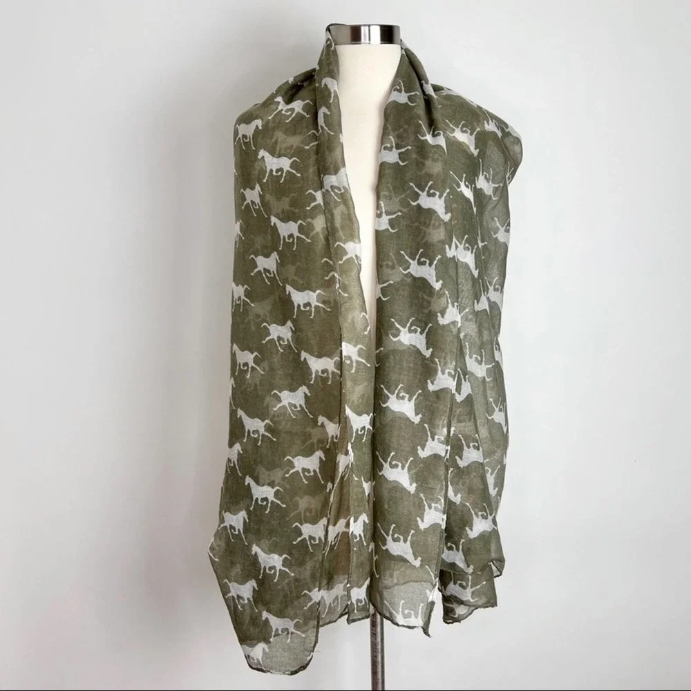 Oversized Horse Print Scarf Wrap Novelty